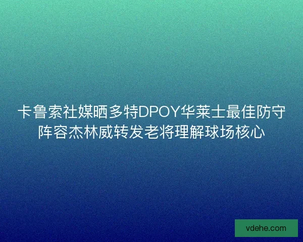 卡鲁索社媒晒多特DPOY华莱士最佳防守阵容杰林威转发老将理解球场核心