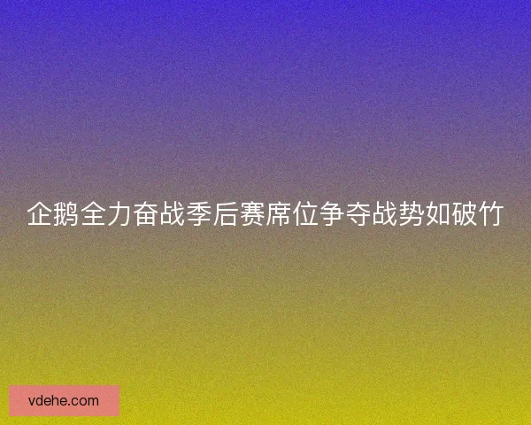 企鹅全力奋战季后赛席位争夺战势如破竹