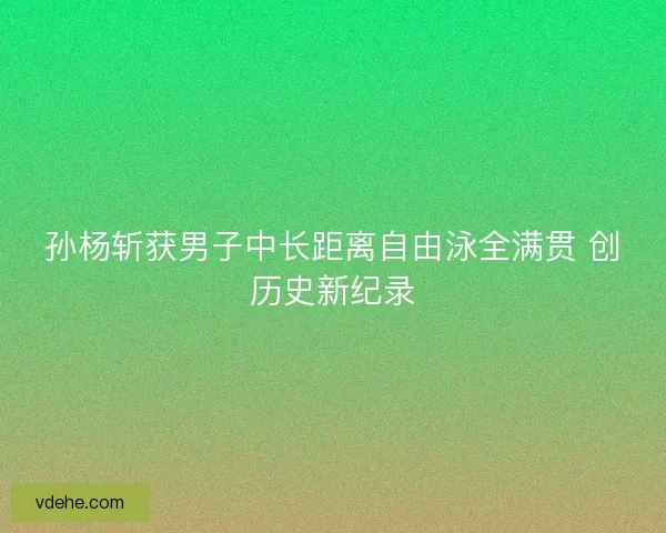 孙杨斩获男子中长距离自由泳全满贯 创历史新纪录